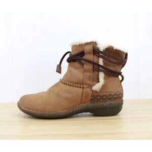 UGG Women's La Jolla Size 7 Brown Suede Sheepskin Lined Leather Ankle Boots